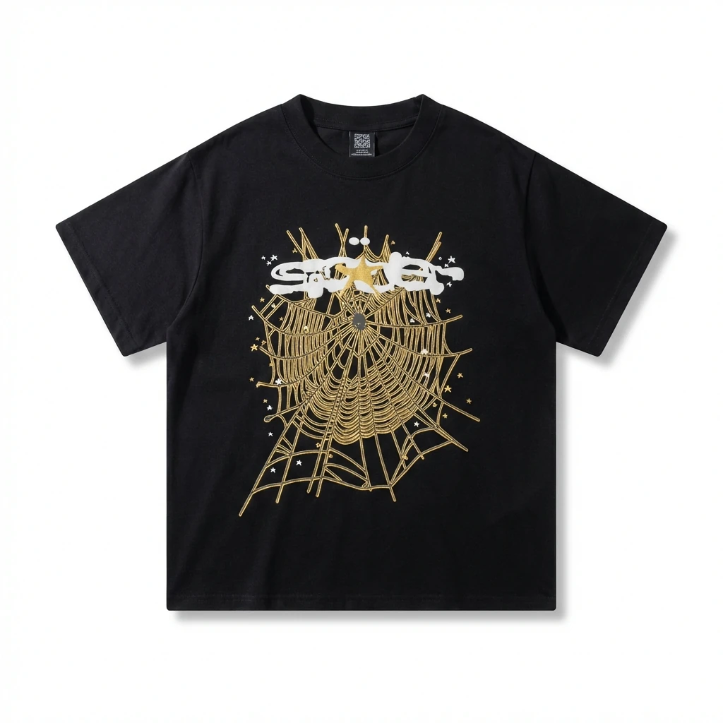 Sp5der Cobweb Print Black T-shirt