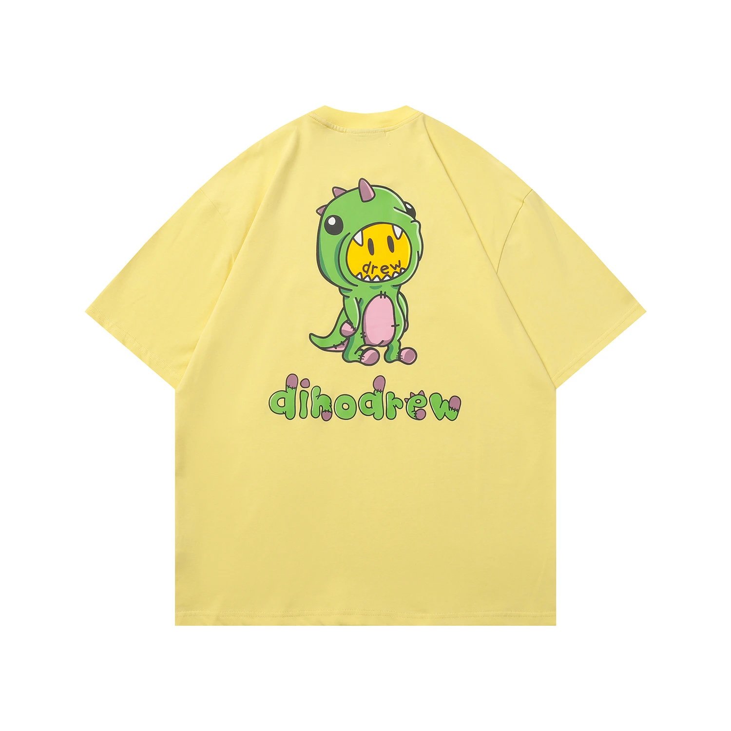 DREW Dinosaur Print Street Style Yellow Short-sleeve T-shirt
