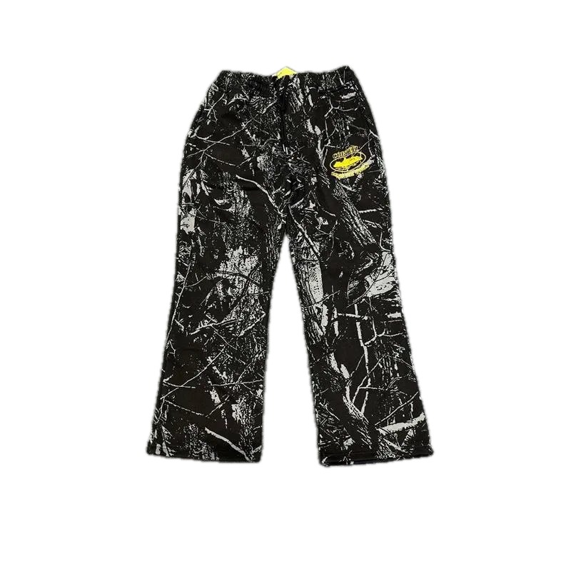 Corteiz graffiti-style black long trousers