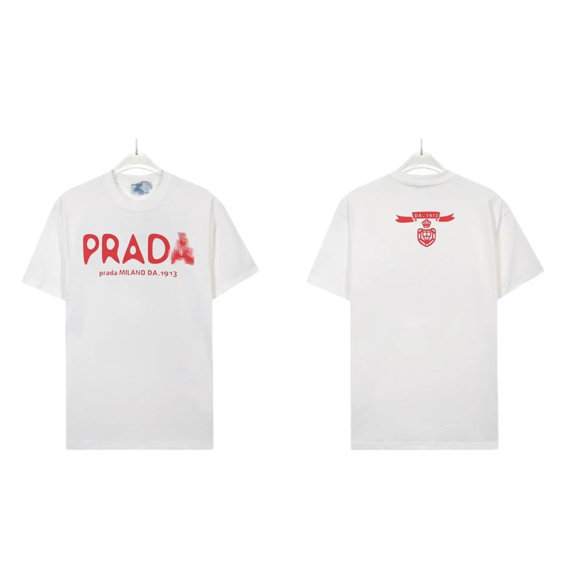 Prada Graffiti Collection Casual Style White Short-sleeve T-shirt