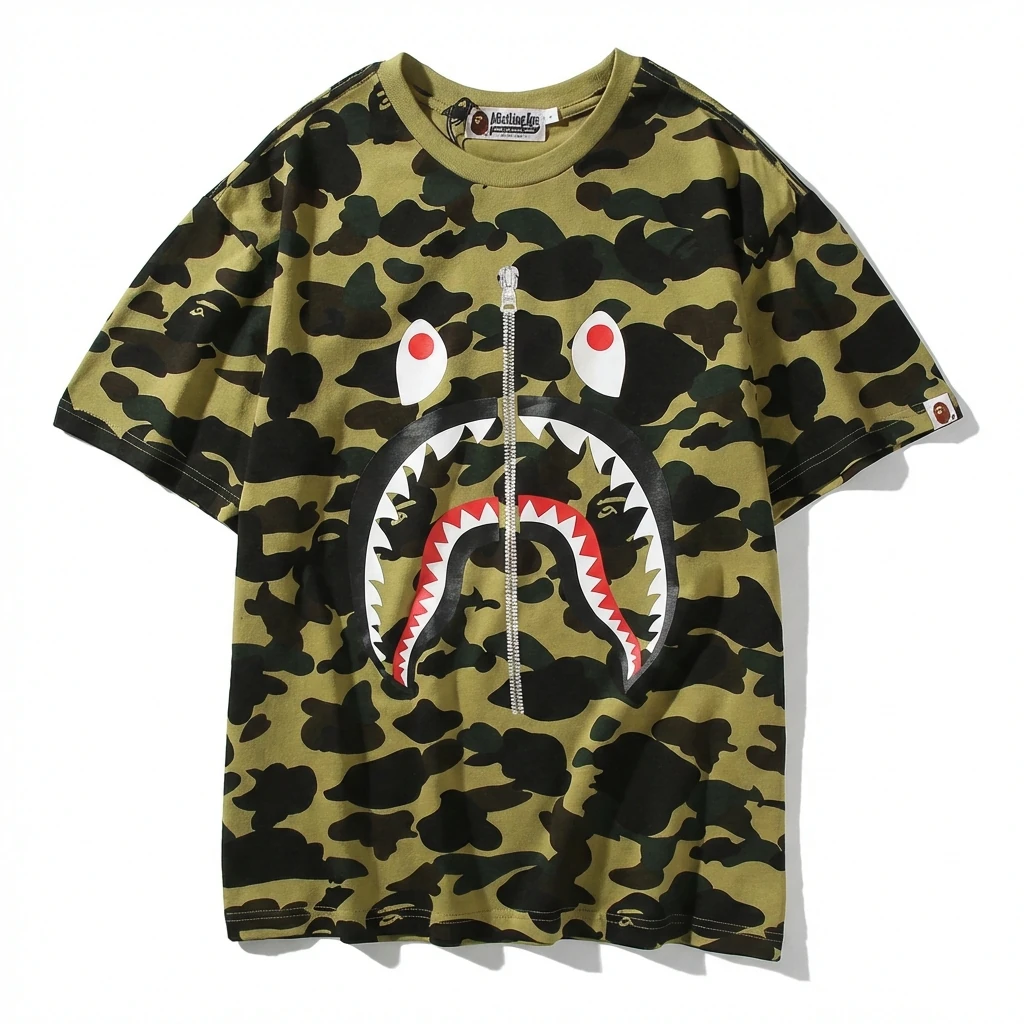 Bape Shark Camouflage Short-sleeve Shirt