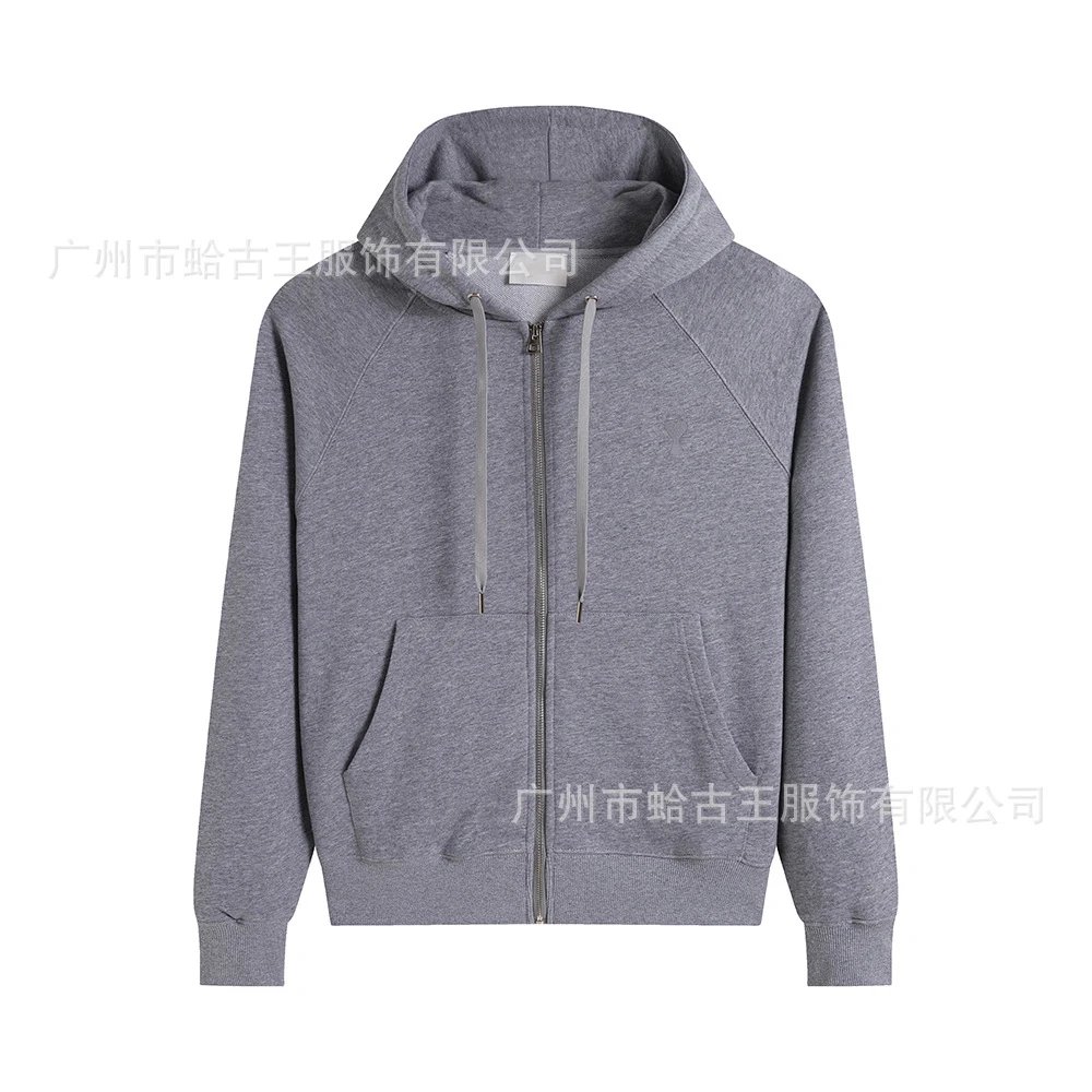 AMI simple and casual style gray hoodie