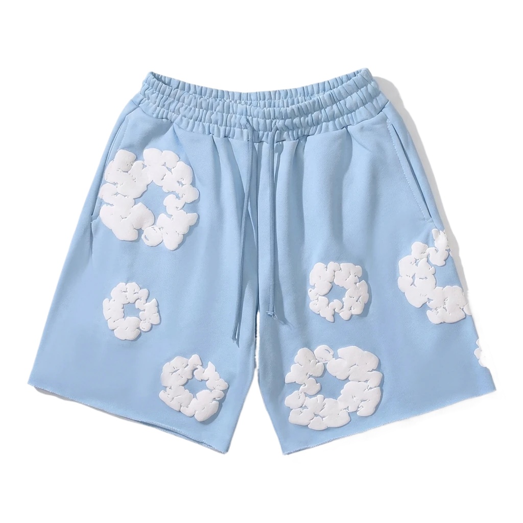 DENIM TEARS Floral Style Light Blue Shorts