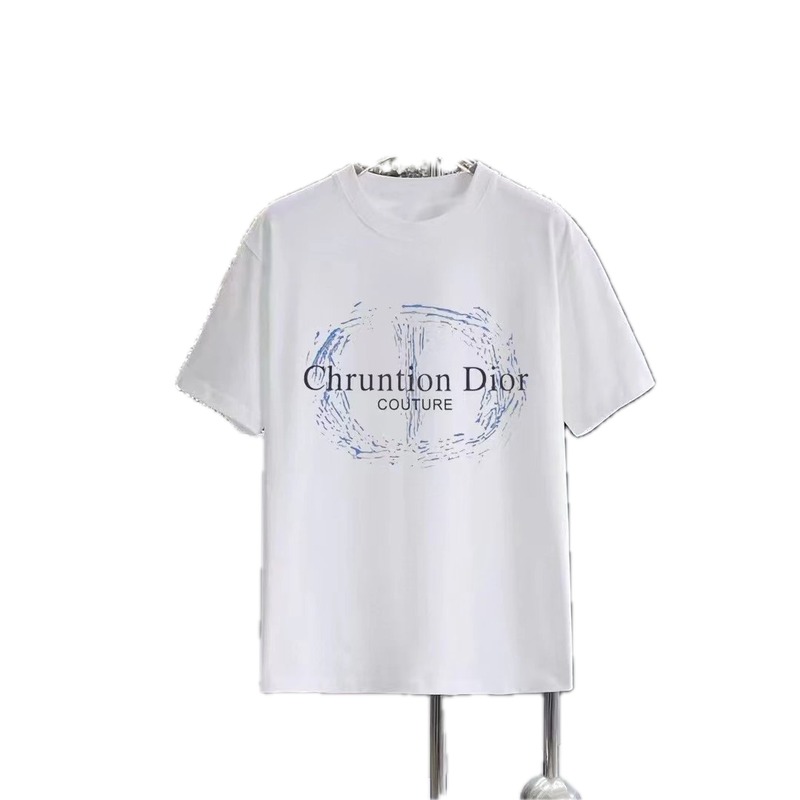 Dior Haute Couture Printed Light Luxury Style White T-shirt