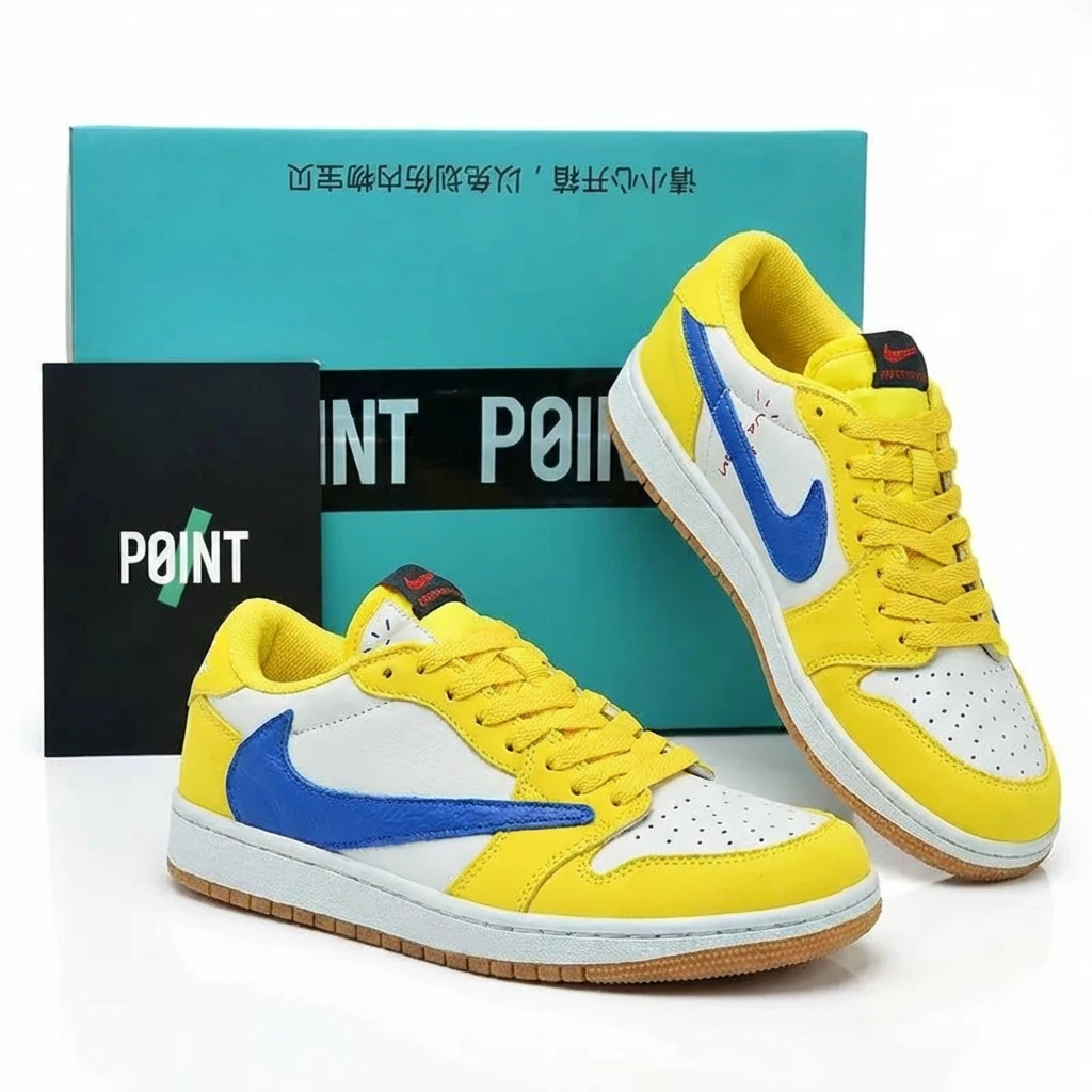 Nike Dunk Trendy Yellow-White-Blue Sports Shoes