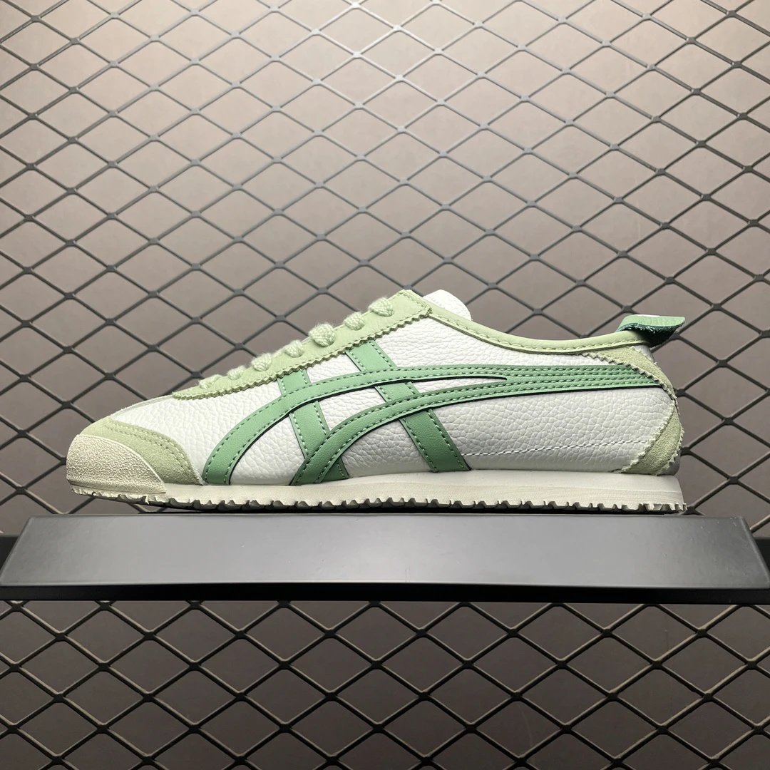 Onitsuka Tiger Low-Top Sneakers with Slim Sport Lines in White and Mint