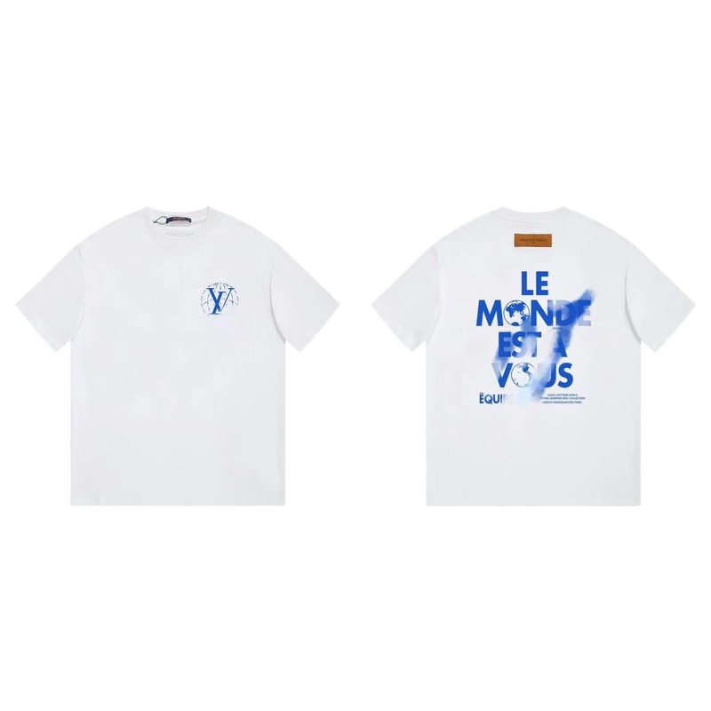 Louis Vuitton Trendy Global Print White Short-sleeve T-shirt