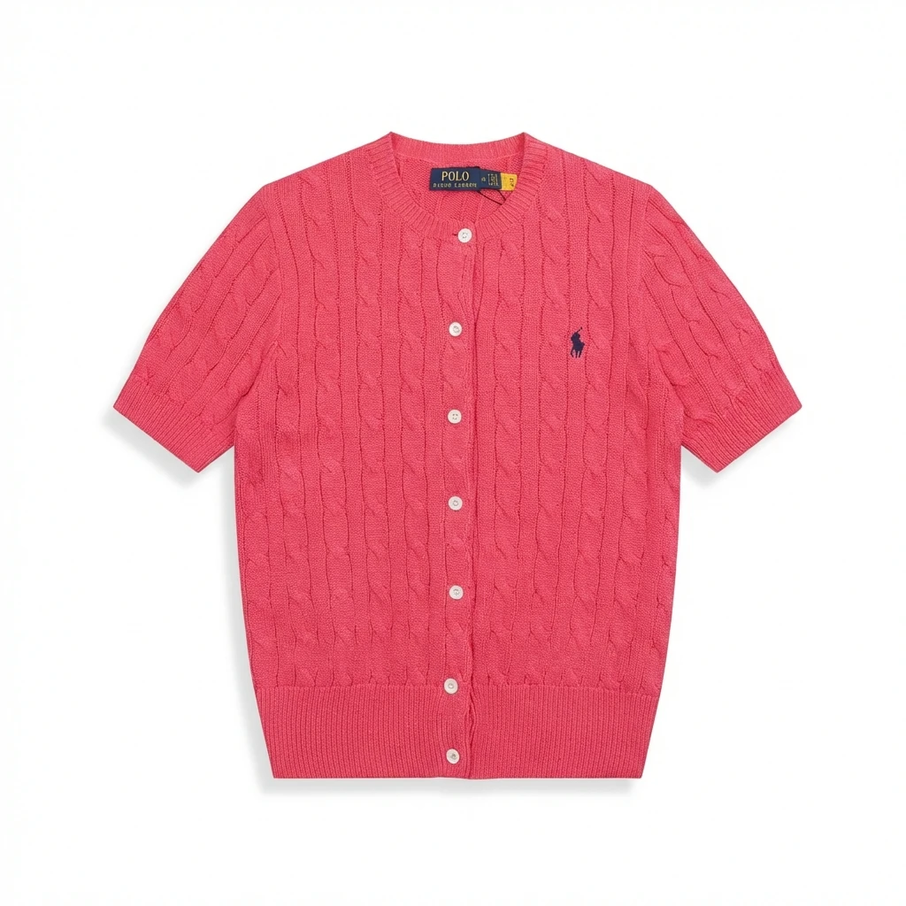 Ralph Lauren Polo retro-style rose-red cardigan