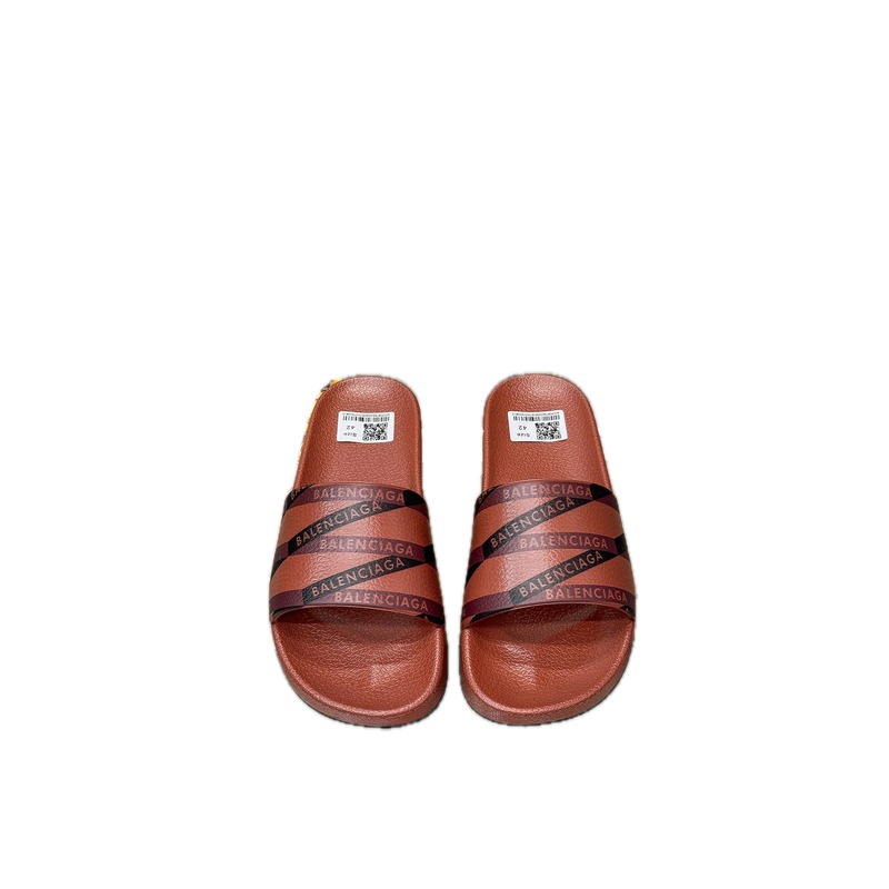 Balenciaga All-over Print Street Style Red-Brown Slide Sandals