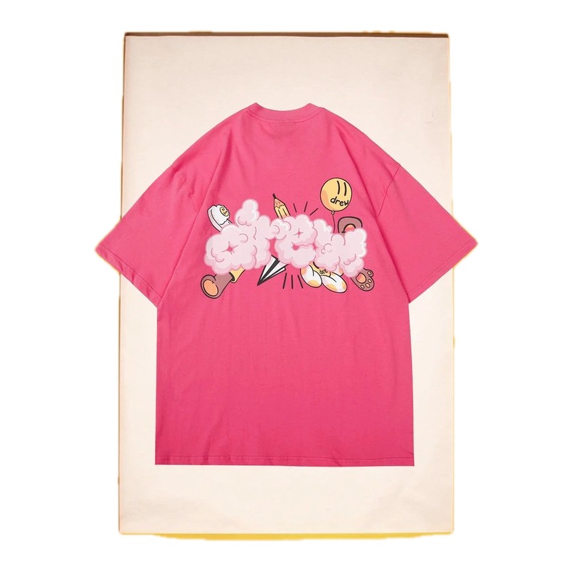 DREW Cloud Print Street Style Pink T-Shirt
