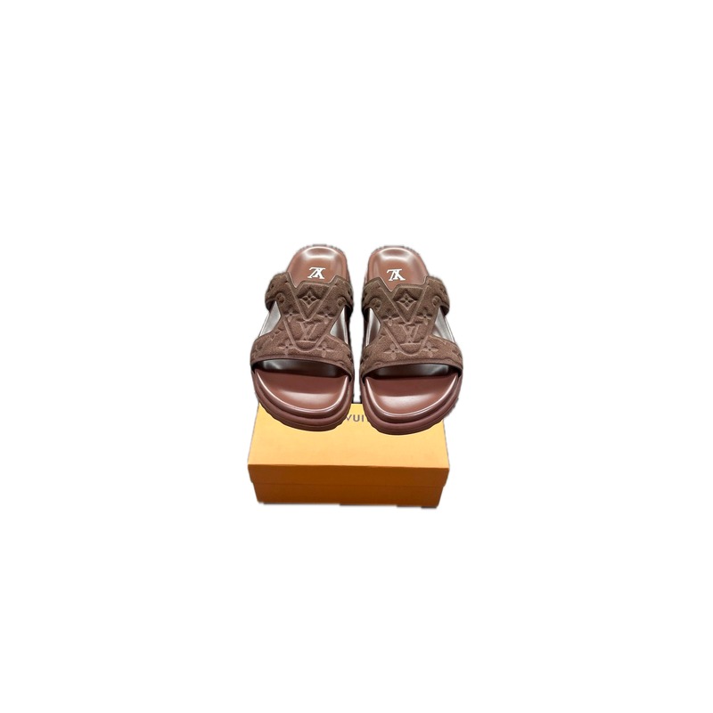Louis Vuitton Classic Monogram Light Luxury Style Brown Slippers