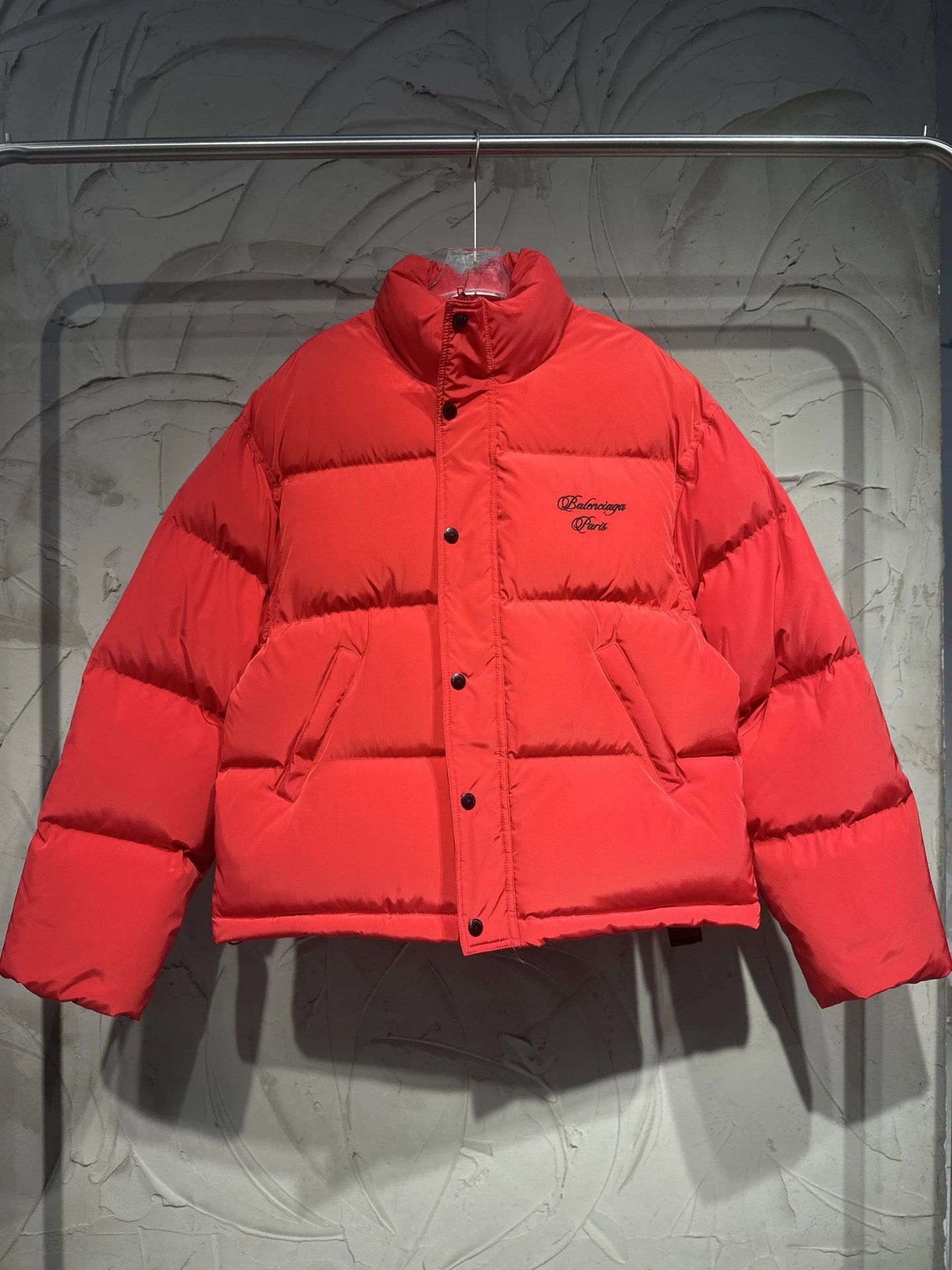 Balenciaga's red trendy and cool down jacket