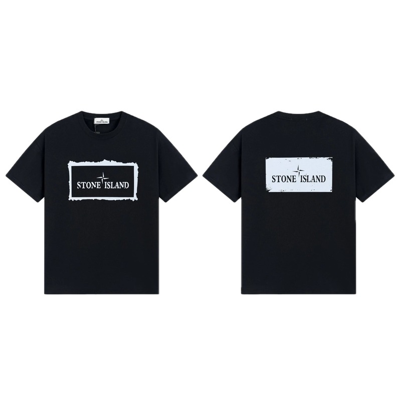 Stone Island Printed Street Style Black T-Shirt