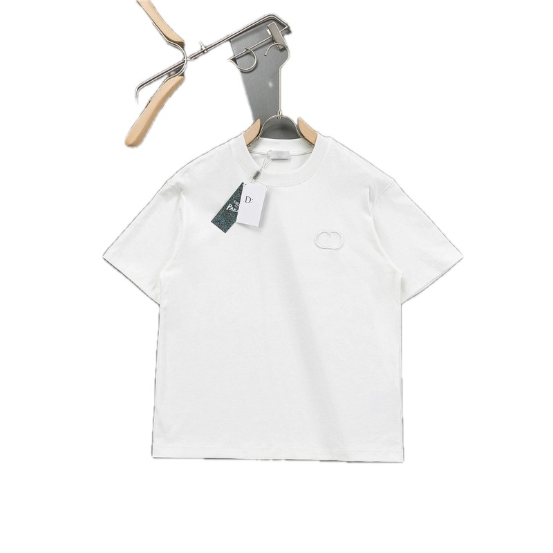 Dior Embroidered Minimalist Style White Short-sleeve T-shirt