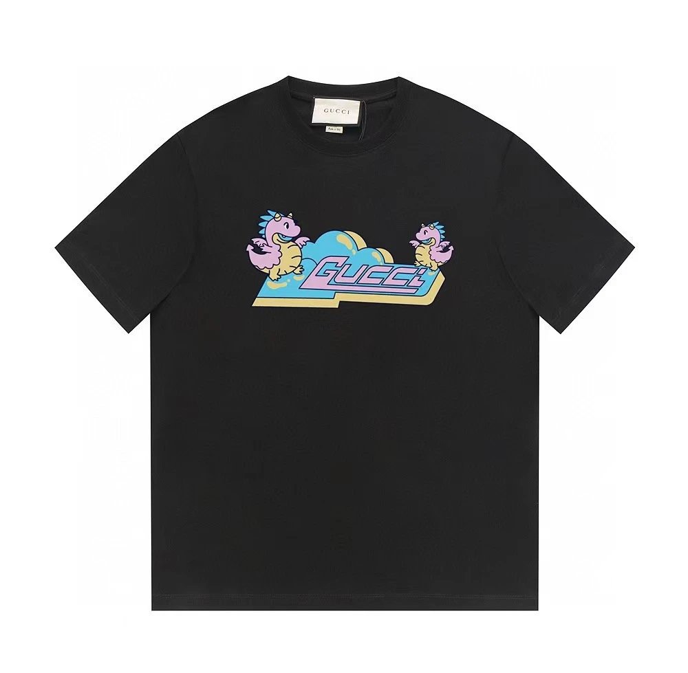 Gucci Year of the Dragon Collection Cartoon Style Black T-Shirt