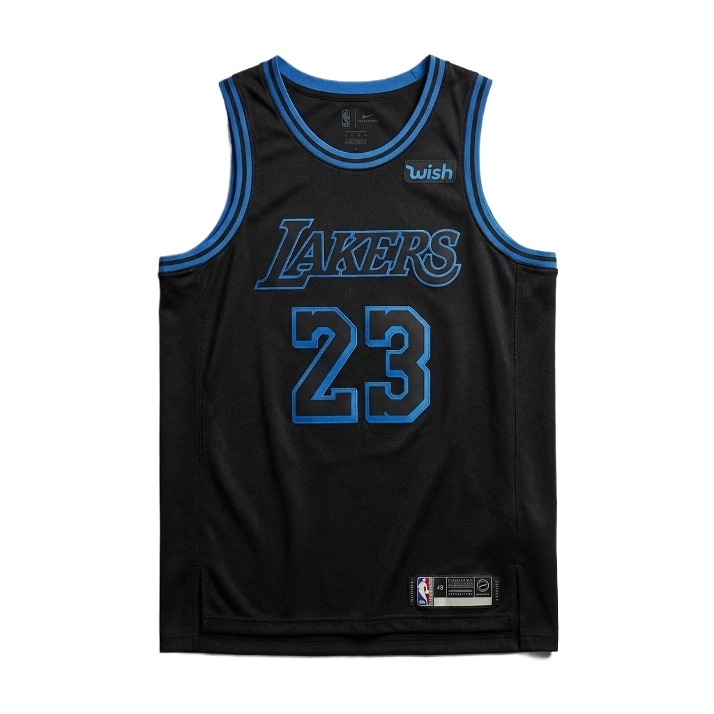 LBJ Lakers retro black and blue jersey