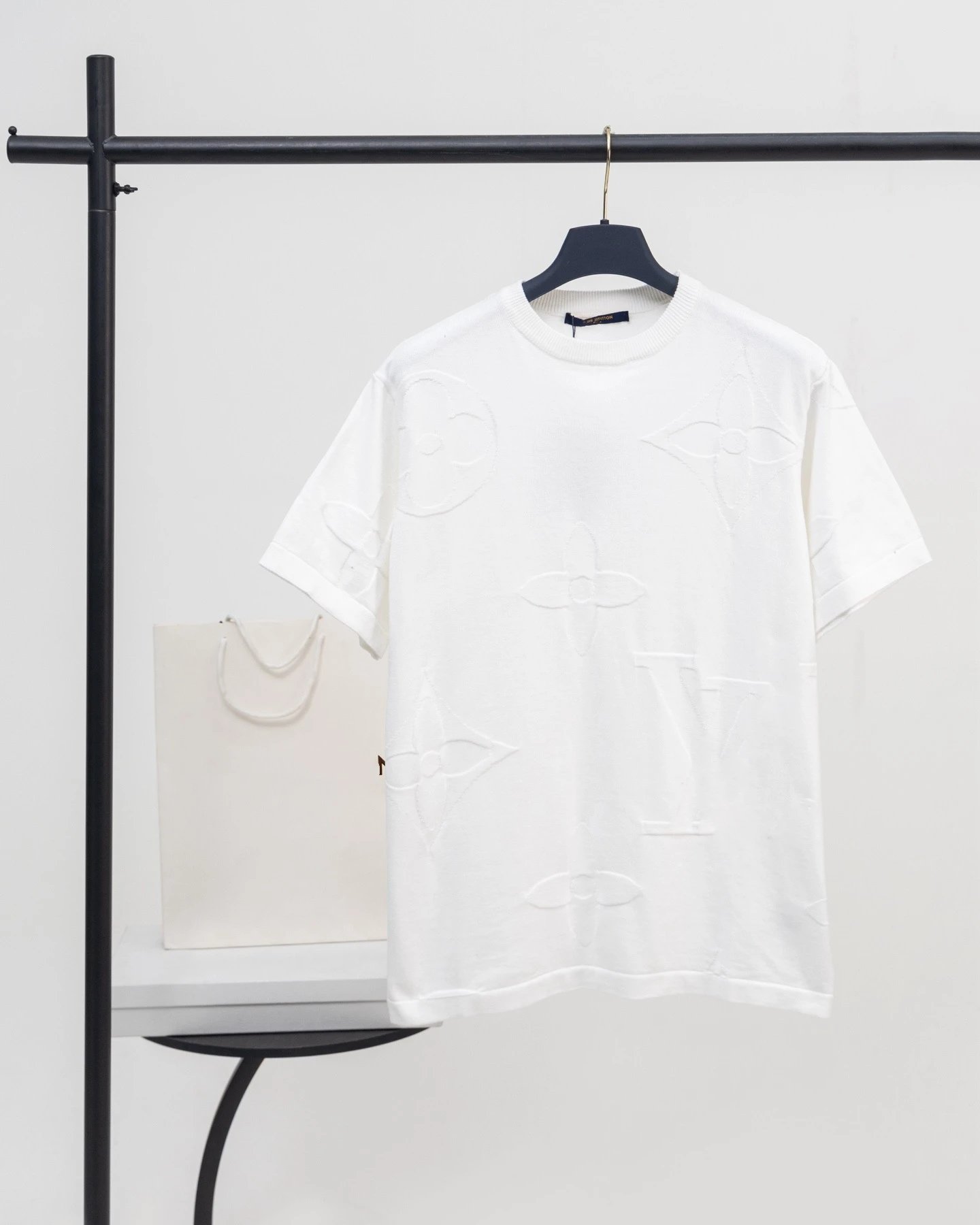 Louis Vuitton Monogram Jacquard Casual White Knitted T-Shirt