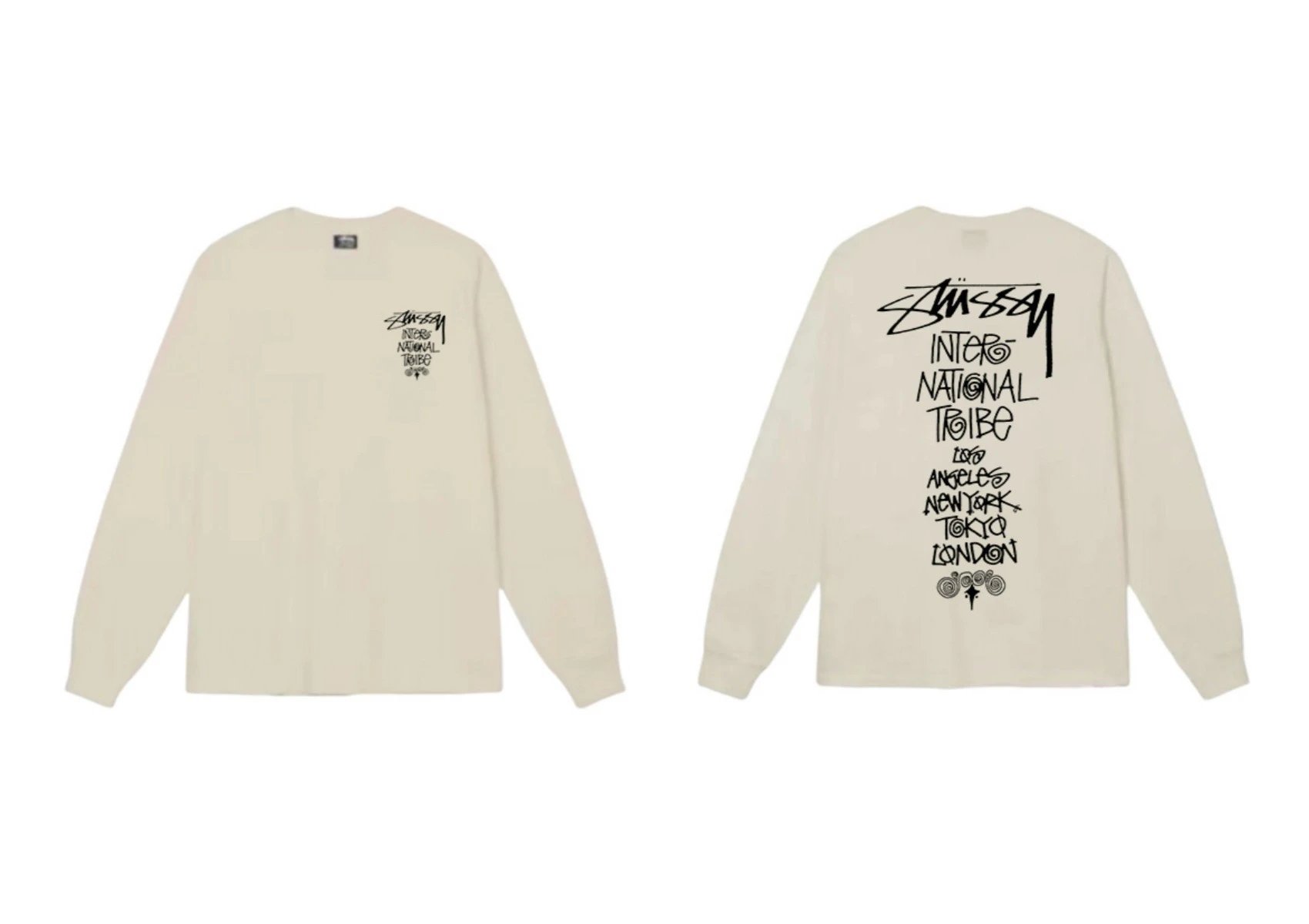 Stussy graffiti-style off-white long-sleeve