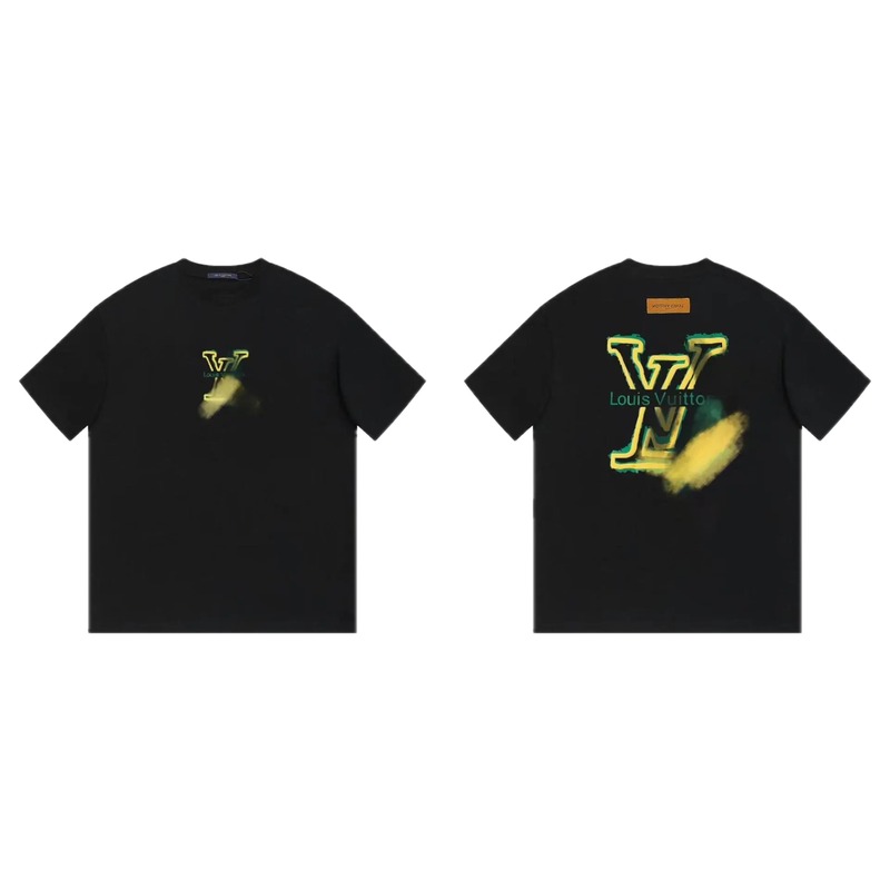 Louis Vuitton Spray-painted Trendy Style Black T-Shirt