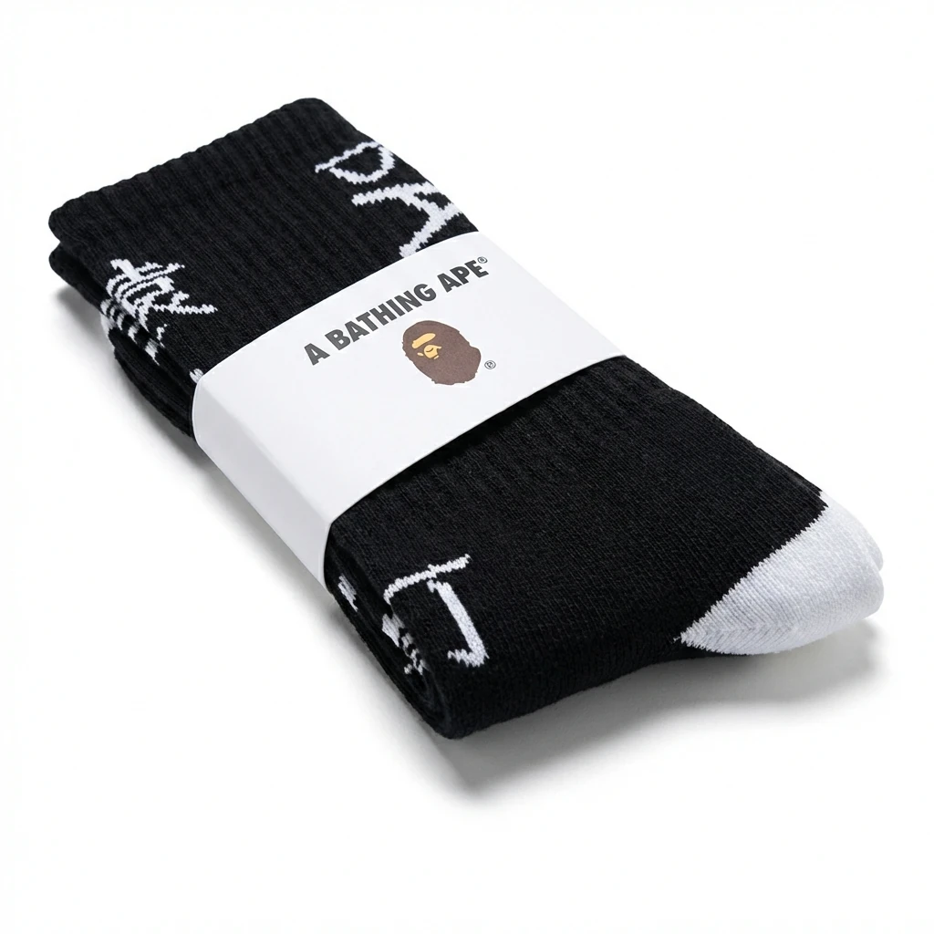 Bape letter-style black socks