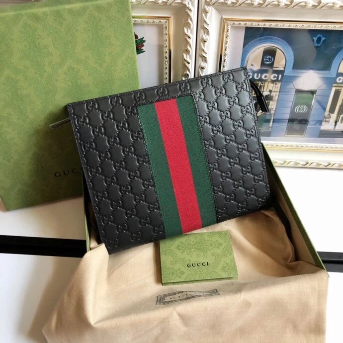 Gucci GG clutch bag Black Monogram Pouch