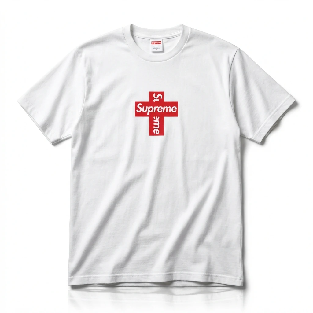 Supreme Cross Trend Brand White T-shirt