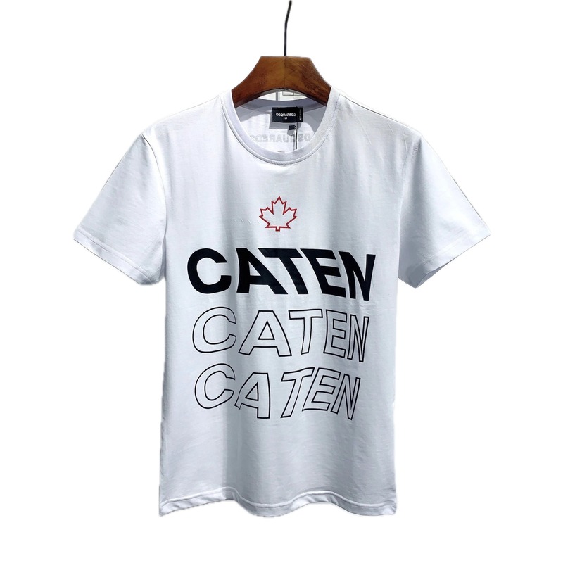 DSQ CATEN Letter Print Trendy Brand White Short Sleeve T-Shirt