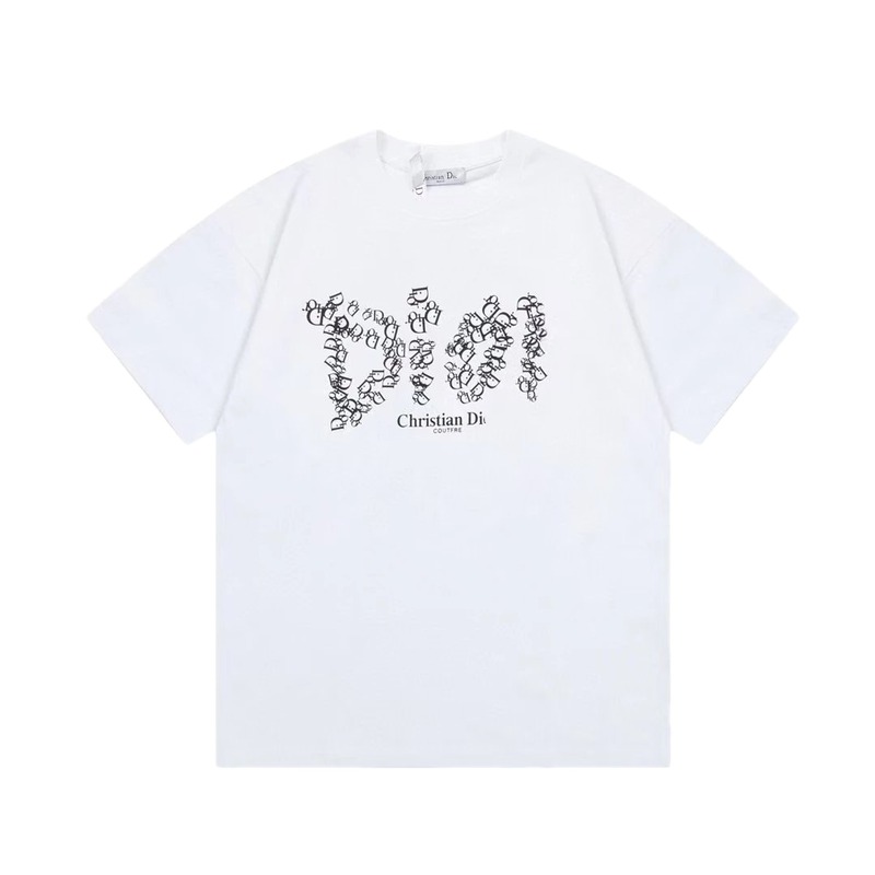 Dior Monogram Light Luxury Style White Short-sleeve T-Shirt