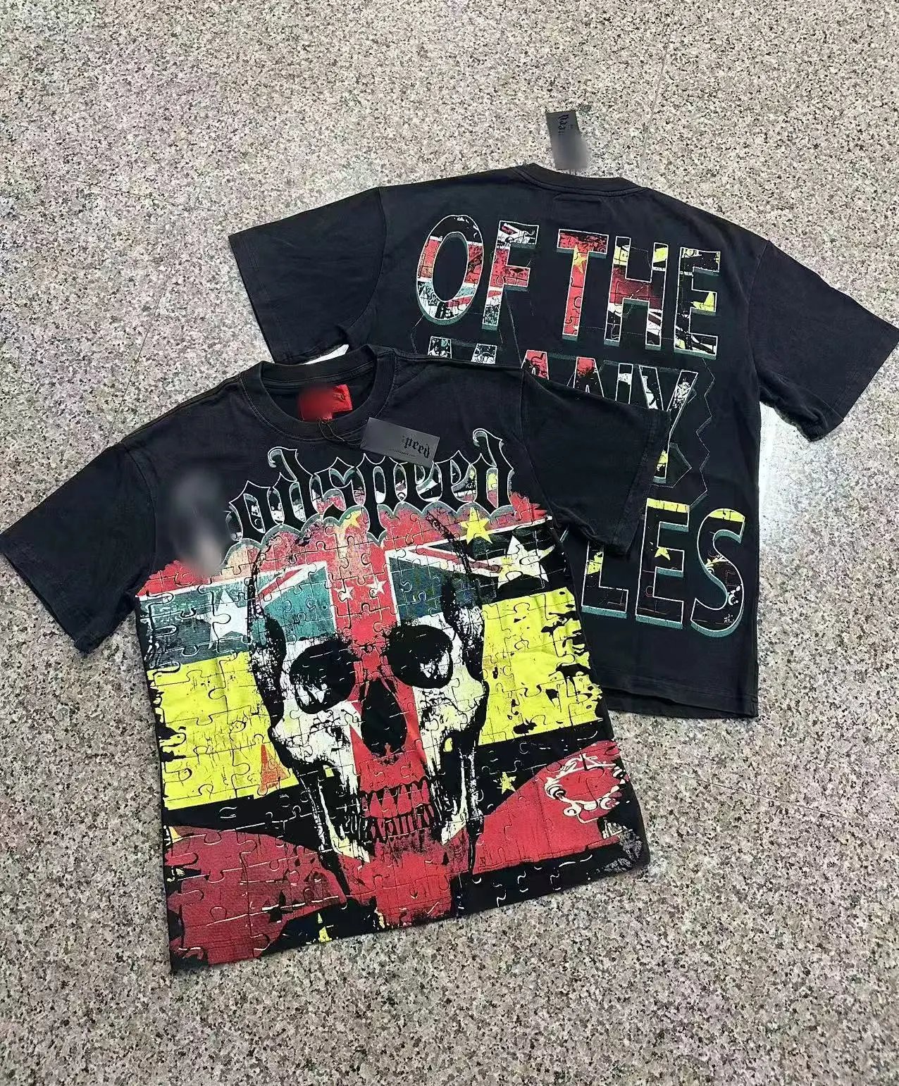 GOD Skull Puzzle Dark Style Black T-shirt