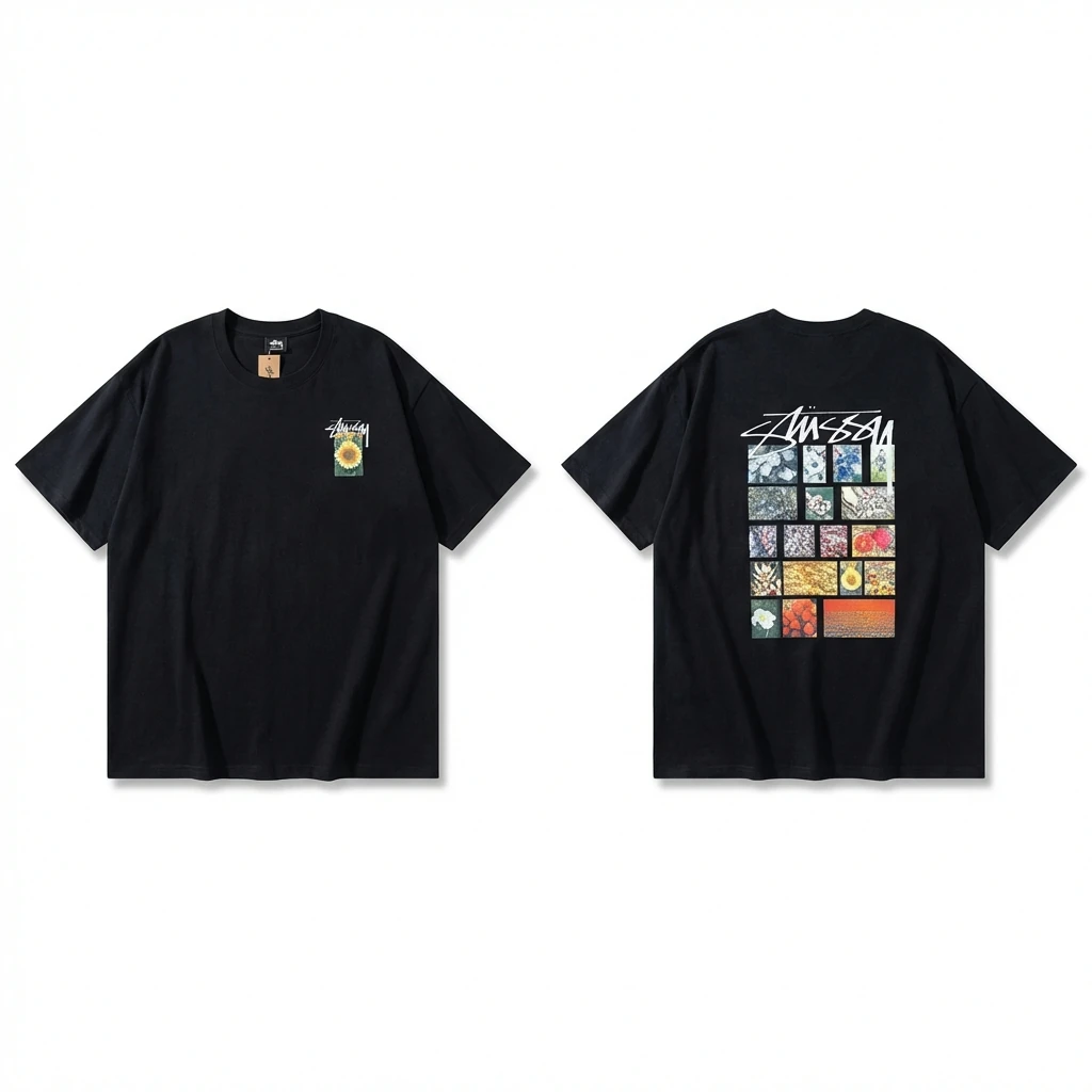 Stussy printed retro style black T-shirt