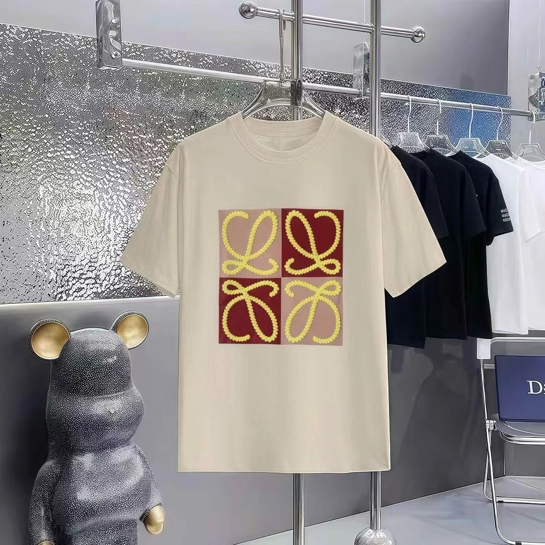 LOEWE Logo Collection Casual Style Beige T-Shirt