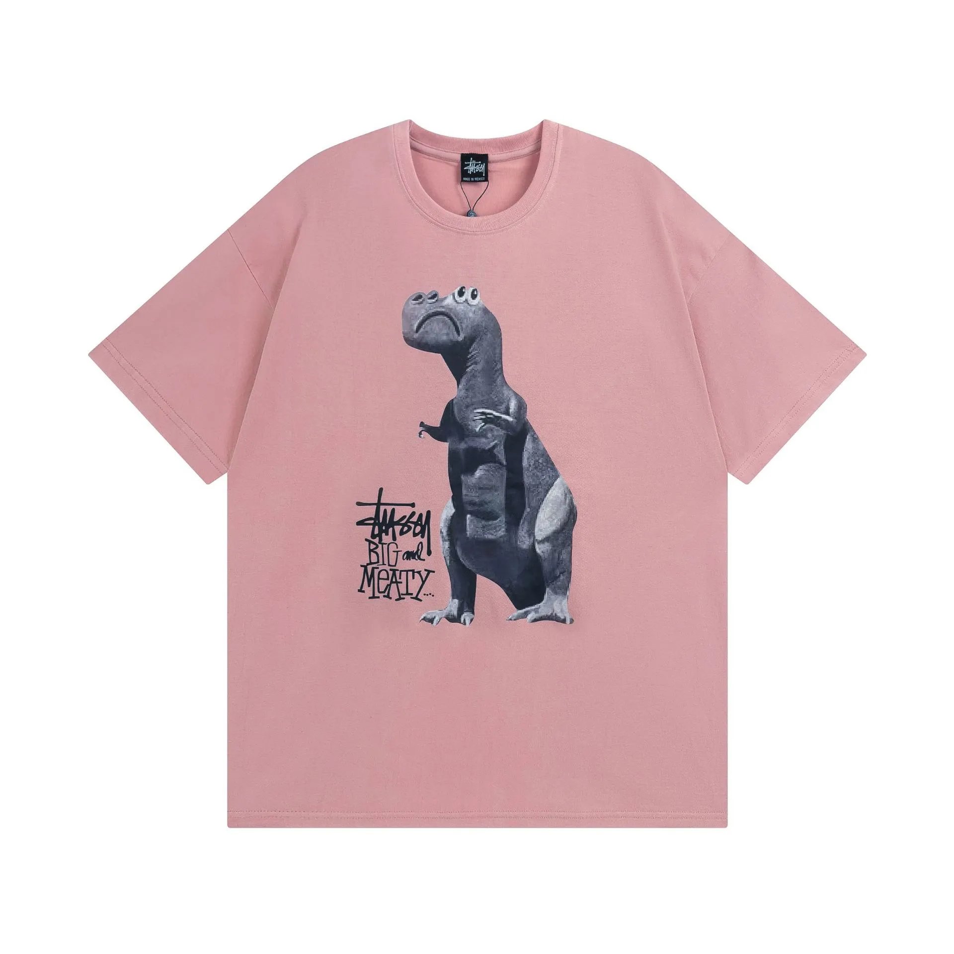 Stussy Pink Spider Graphic T-Shirt Easy Pairing Logo