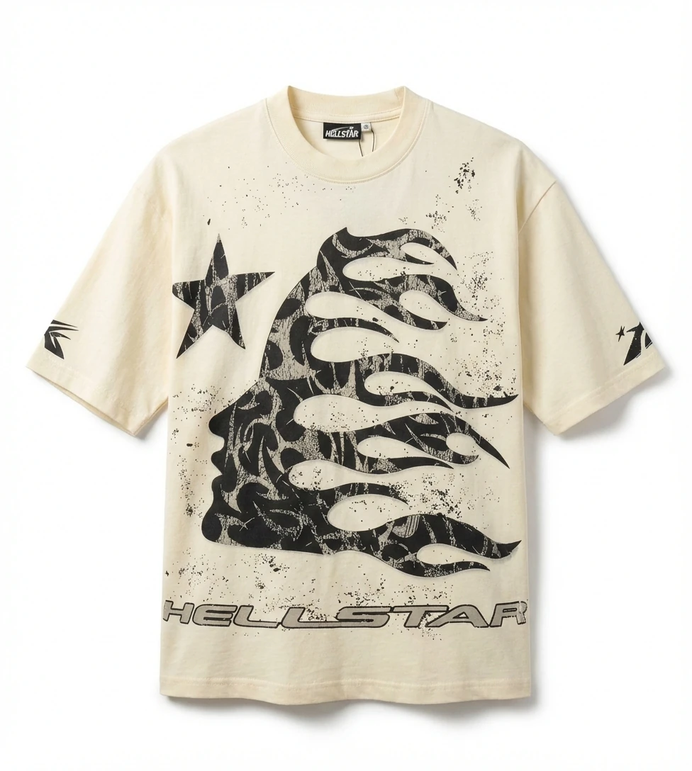 Hellstar Flame Wind Beige T-shirt