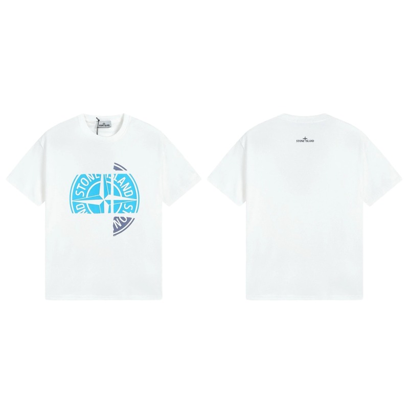 Stone Island Compass Print Cool Trendy Style White T-Shirt