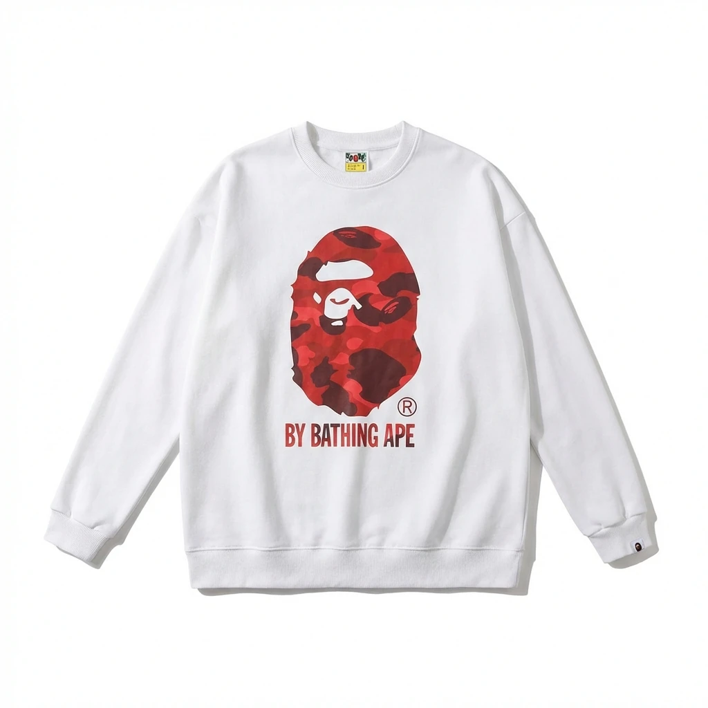 Bape camouflage-style white sweatshirt