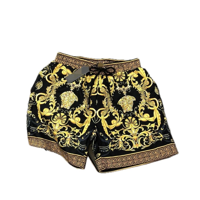 Versace Medusa Baroque Style Black and Gold Shorts