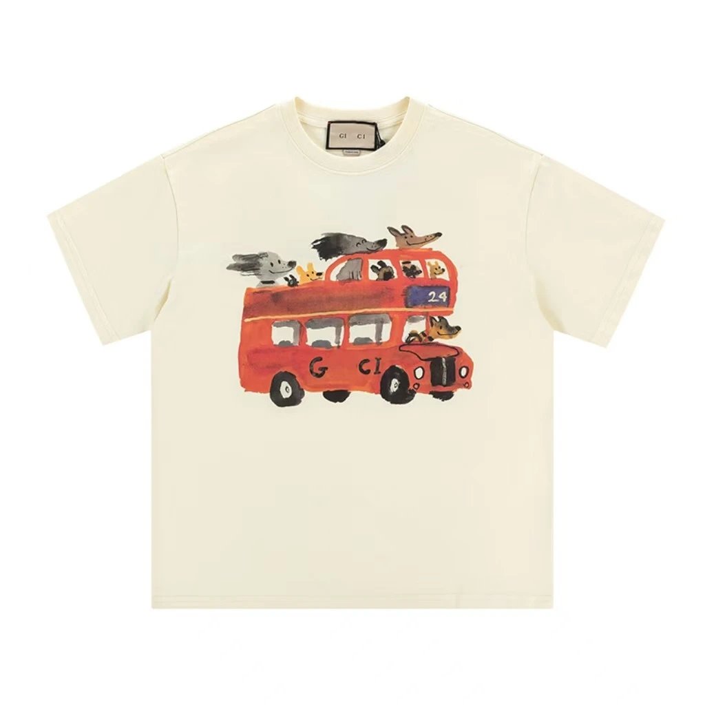 Gucci Bus Print Whimsical Style Off-white T-Shirt