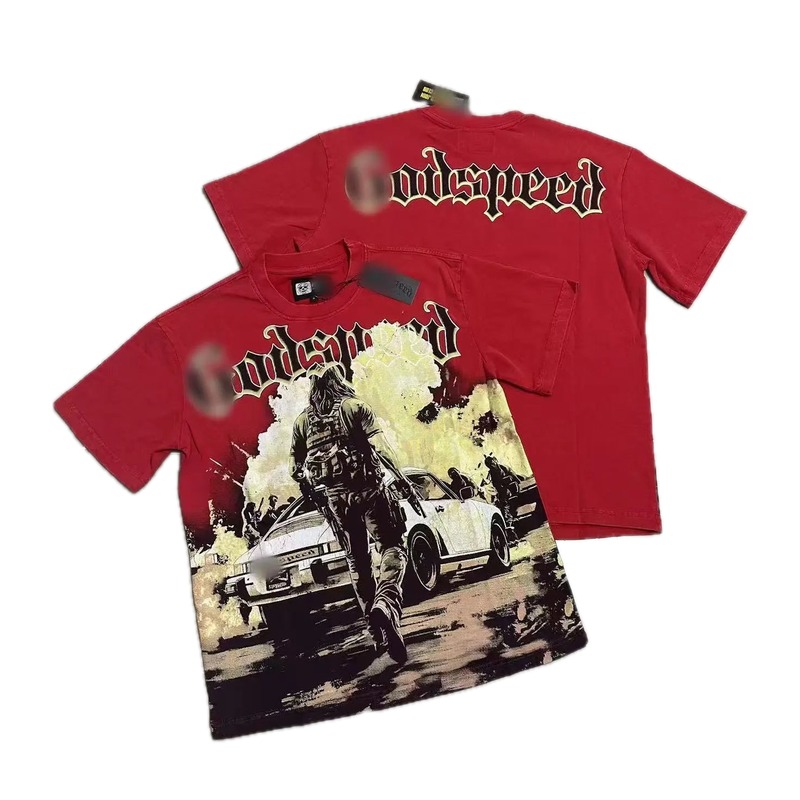 Godspeed Printed Street Style Red Short-sleeve T-Shirt