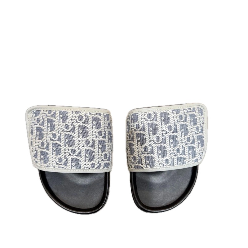 Dior Oblique Collection Light Luxury Style Blue-Gray Slippers