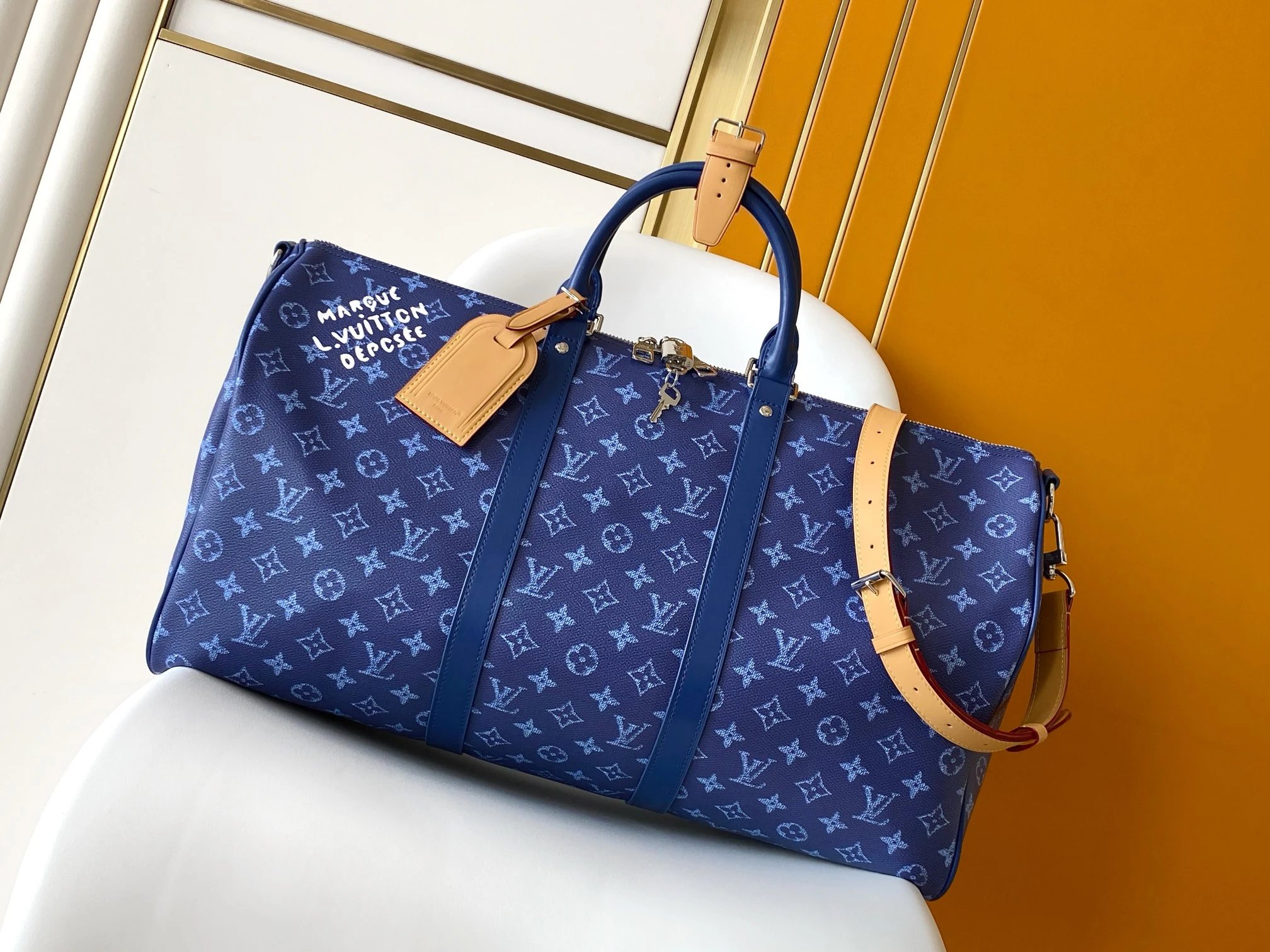 Blue Monogram Louis Vuitton Duffel Duffel Bag for Daily Rotation