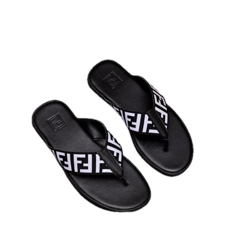 Fendi FF Monogram Trendy Black Flip-Flops