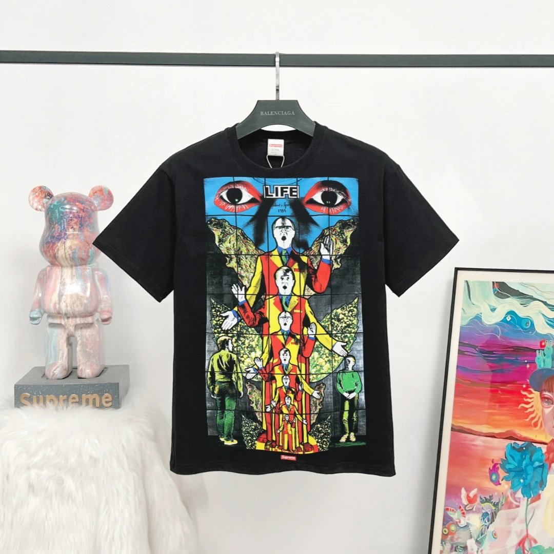 Supreme Art Print Street Style Black T-Shirt