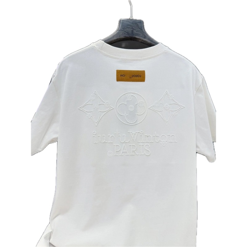 Louis Vuitton Monogram Embroidered Trendy White T-Shirt