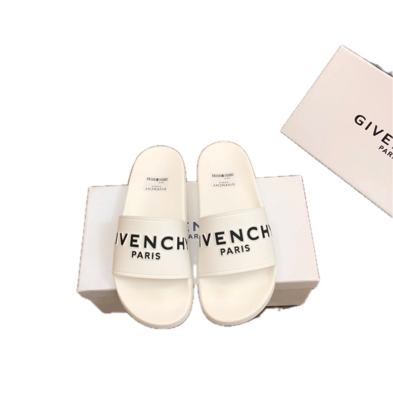 Givenchy Letter Print Minimalist Style White Slippers