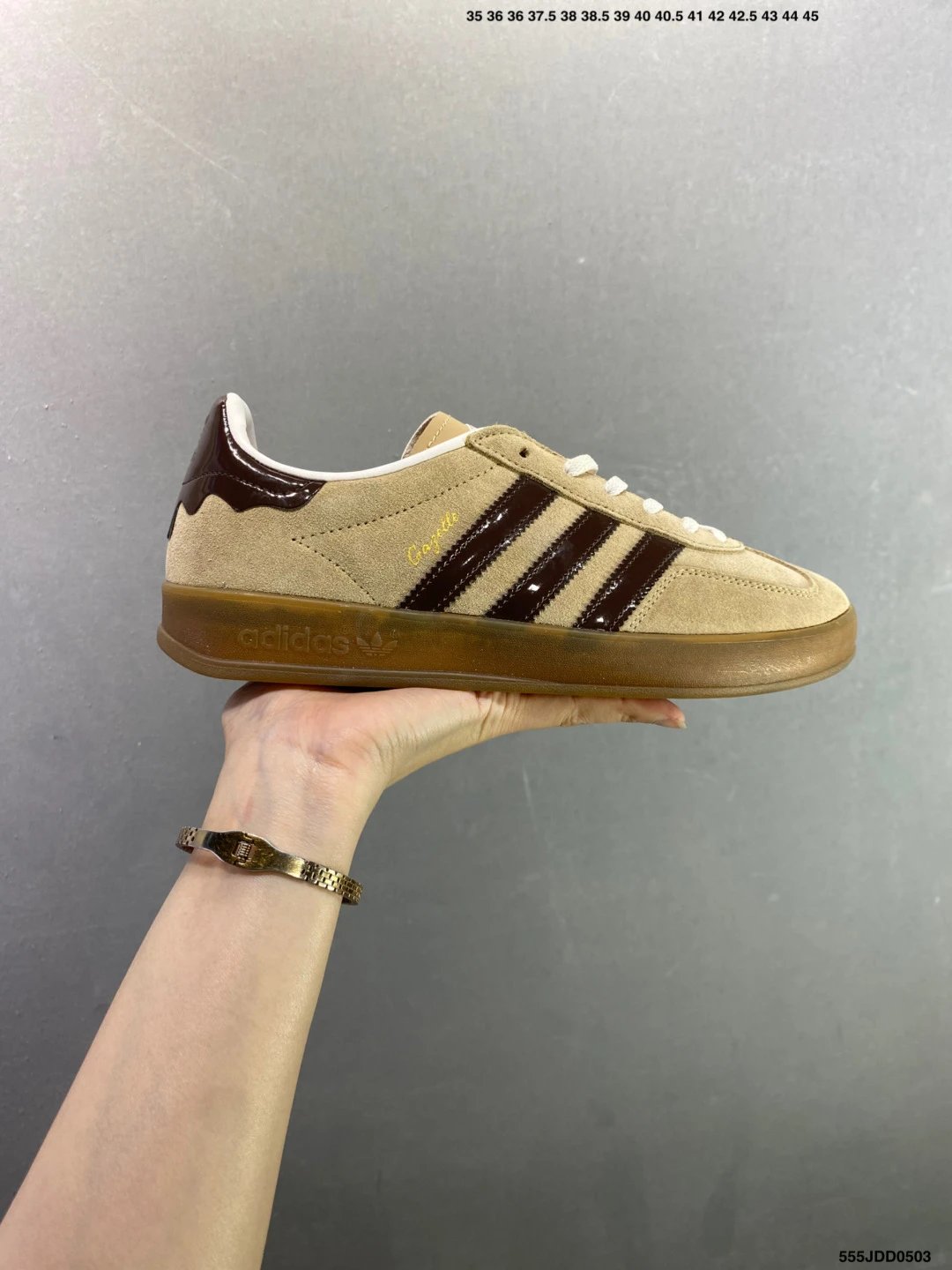 Adidas Low-Profile Sneakers, Textured Side Detail in Beige and Brown