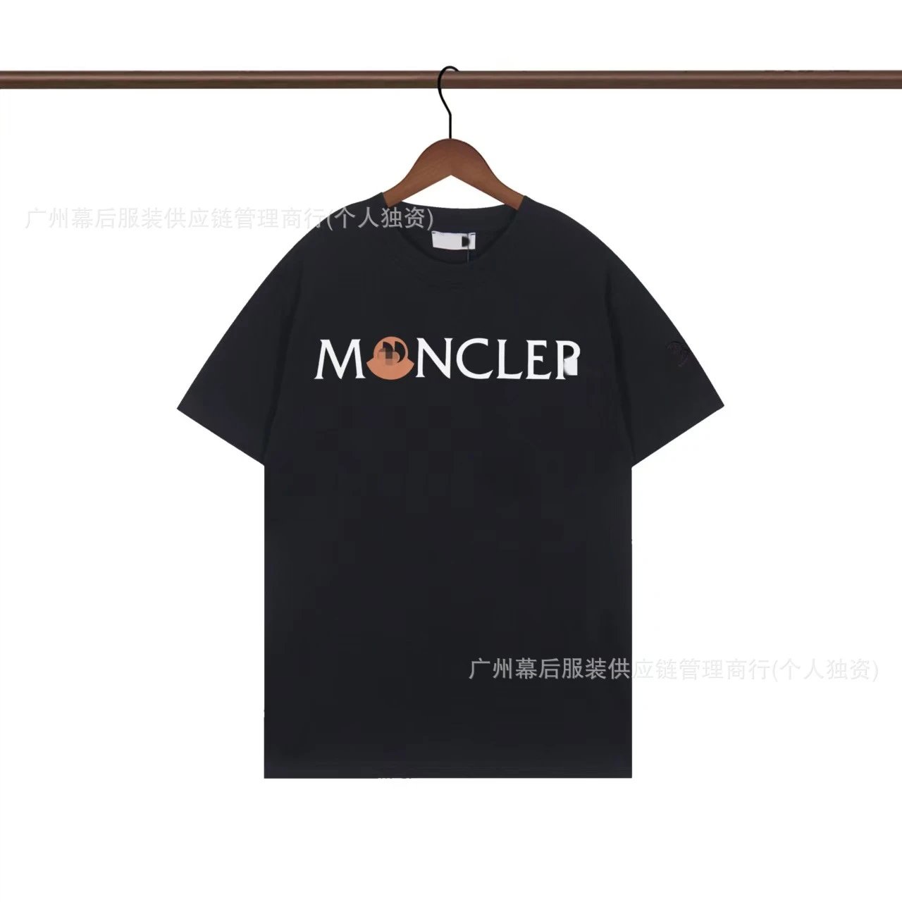 Moncler Letter Print Streetwear Style Black Short-sleeve T-shirt