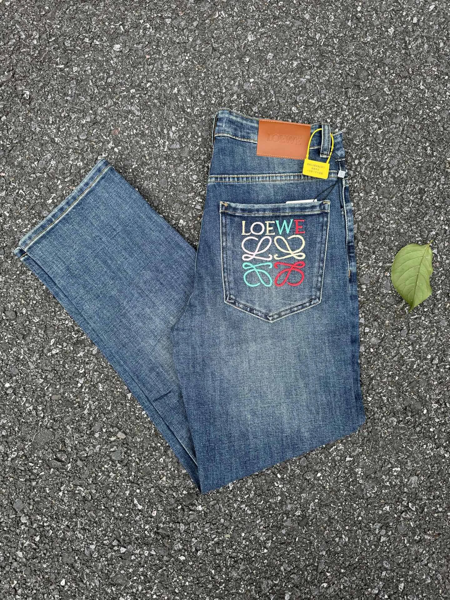 LOEWE Daily Logo Pocket Jeans with multicolor back-pocket emblem and lived-in wash