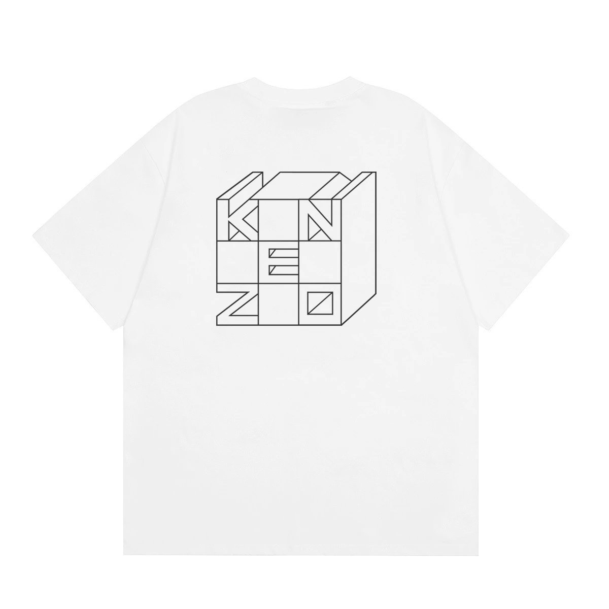 KENZO Geometric Lines Minimalist Style White T-shirt