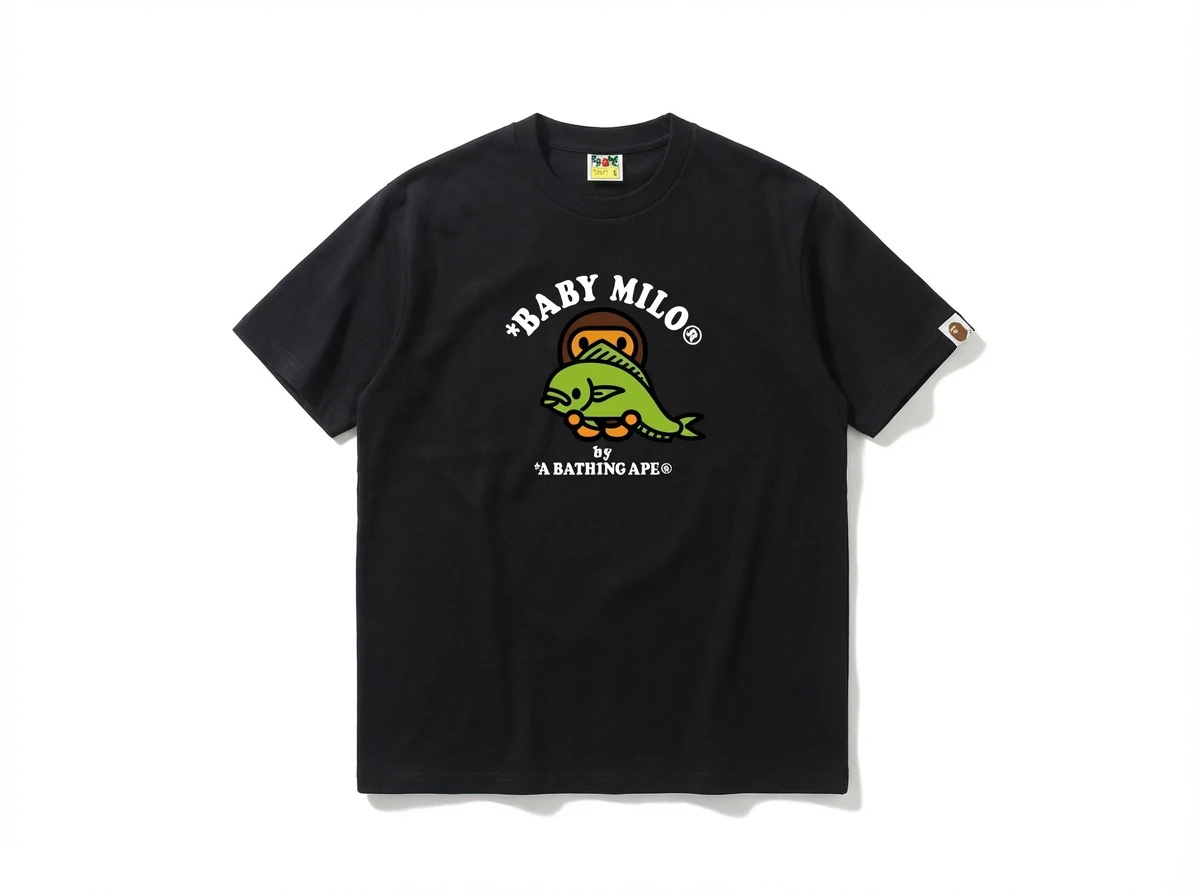 Bape BABY MILO Cartoon Style Black T-shirt