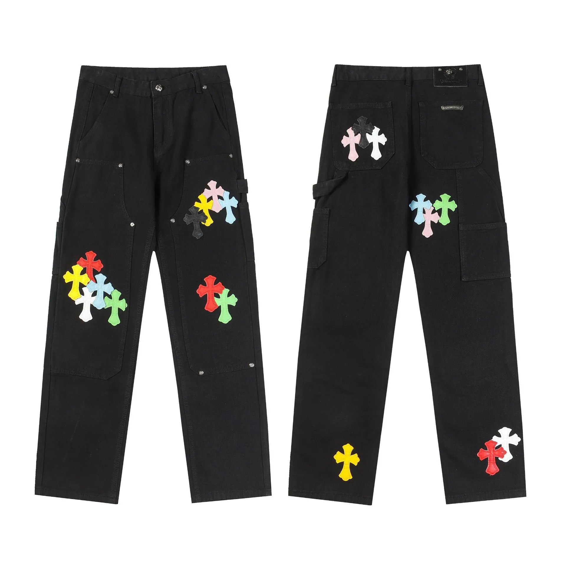 Chrome Hearts Premium Style Graphic jeans Light Denim Jeans for Resort Outfits